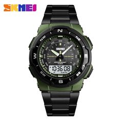 Color: army green watch Led Watch, Mens Sport Watches, Mens Fashion Watches, Waterproof Watch, Outdoor Men, G Shock, Stainless Steel Band, Wristwatch Men, Sport Watches