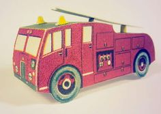 a paper model of a red fire truck