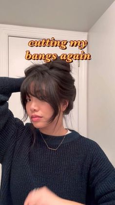 Em on Instagram: "literally whenever I’m in a rut I’ll cut my bangs and it’ll revitalize me 🫶🏼 the world is brighter 🙂 #curtainbangs #haircut #haircutting #frontbangs #fringebangs" Framing Bangs Round Face, Haircut To Hide Forehead, Wispy Face Framing Bangs Side Part, Style Front Bangs, Wispy Bang Tutorial, Bangs Pictures, A Frame Bangs, Thinned Out Bangs, Girl Bangs Haircut