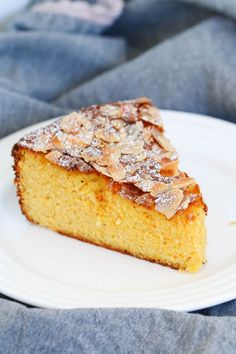 a piece of cake sitting on top of a white plate