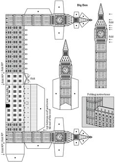 paper model of big ben and the houses of parliament with instructions to make it in english