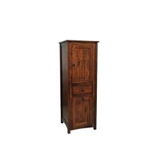 a tall wooden cabinet with two drawers