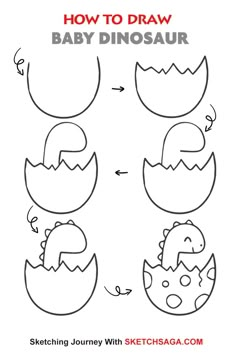 how to draw baby dinosaur eggs