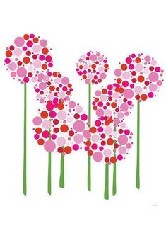 pink and red flowers with dots on them