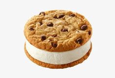 an ice cream sandwich with chocolate chip cookies on top