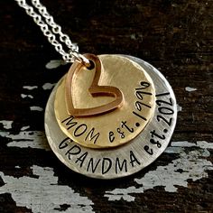 Mothers Day for New Grandma, Grandma To Be Gift Ideas, Established Grandma Jewelry, New Nana Gift, Personalized New Grandmother Necklace Personalized Necklace For Mother's Day Gift, Birthday Jewelry For Mother's Day, Round Pendant Necklace With Hallmark For Mother's Day, Engraved Necklaces For Mother's Day Anniversary Gift, Custom Round Necklace For Anniversary On Mother's Day, Hand Stamped Jewelry For Birthday And Mother's Day, Hand Stamped Jewelry For Anniversary Gift On Mother's Day, Custom Round Necklace For Anniversary And Mother's Day, Anniversary Necklace With Stamped Round Pendant