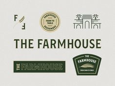 the farmhouse logo and other logos are shown in this graphic style, including an image of