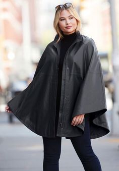 Chic Leather Outerwear For Layering, Modern Leather Outerwear With Asymmetrical Zip, Chic Fall Travel Outerwear, Modern Everyday Leather Outerwear, Chic Leather Jacket For Layering, Leather Poncho, Plus Size Leather Jacket, Platinum Credit Card, Leather Cleaning