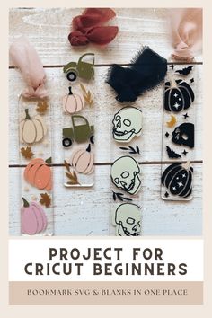 the project for cricut beginners is shown with pumpkins and skulls on it