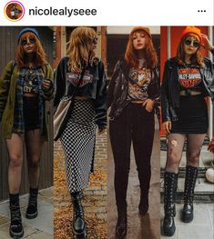 Edgy Slip Dress Outfit, Harley Outfits For Women, Alternative Winter Fashion, Rock Tee Outfit, Vintage Rock Outfits, Simple Alternative Outfits, Instagram Grunge Aesthetic, Rock Grunge Outfits, Edgy Boho Outfits