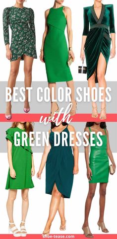 Go Green! 10 Best Color Shoes to Wear with Green Dresses & Emerald Outfits Green Dress Accessories Jewelry Wedding, Green Dress Accessories Jewelry Formal, Accessories For Green Dress Formal, Emerald Green Dress Accessories Shoes, Emerald Green Dress Jewelry, Hunter Green Wedding Guest Dress, Emerald Green Dress Accessories Jewelry, Jewelry For Emerald Green Dress, Dark Green Dress Accessories