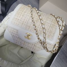 Vintage Chanel. Good Condition. Approximately "W X 7.5"H X 3"D Chanel Bags Aesthetic, Dream Bags, Luxury Bags Collection, Chanel Tweed, Rich Girl Aesthetic, Bag Chanel, Chanel Purse, Fancy Bags, Luxury Purses