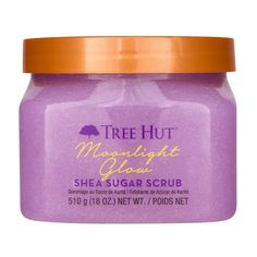 Reveal soft, glowing skin with the mood-soothing scent of Tree Hut Moonlight Glow Shea Sugar Scrub! Made with Sugar, Shea Butter, Snow Mushroom, Magnesium, Amethyst Powder, a grounding functional fragrance, and a blend of six natural oils, this body exfoliator scrub deeply nourishes and balances skin hydration to help restore your skin's natural glow, while helping reduce tension and promoting a sense of deep calm and balance. The thoughtful ingredients work together to hydrate, renew, and smoot Tree Hut Body Scrub, Shea Sugar Scrub, Sephora Skin Care, Shower Skin Care, Sugar Body, Sugar Body Scrub, Skin Care Items, Tree Hut, Body Exfoliator