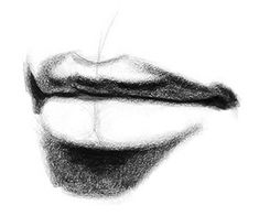 a black and white drawing of a lip