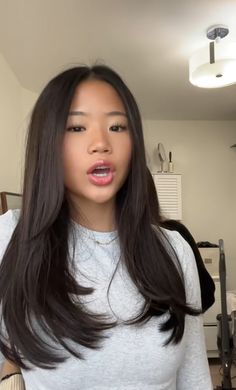 Dark Haircut Ideas Straight, Medium Length Hair No Layers, Ha Emily, Mai Pham Hair, Haïr Cut For Straight Hair, Haircuts For Medium Length Hair Straight, Mid Length Haircut Straight, Medium Length Haircut Straight Hair