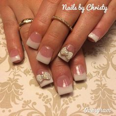 French tip, pearl bow, acrylic nails Hair and nails, Nails, Beautiful nails White Tip Acrylic Nails, Nail Blog, White Tip, French Acrylic Nails, French Tip Acrylic Nails, Beauty Makeup Tips, Pink Acrylic Nails, Nail Designs Summer