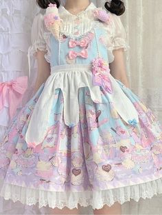 Dessert Cart, Vestido Charro, Out Of Service, Lolita Outfits, Pastel Fashion