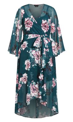 Fleetwood Print Maxi Dress - jade blossom Simple Gold Jewelry, Ginger Dress, Knitwear Style, Plus Size Maxi Dress, Formal Occasion Dress, Tie Maxi Dress, Floaty Dress, Long Sleeve Wrap Dress, Maxi Dress Wedding