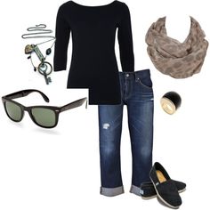 Cute, comfy airplane/travel outfit...love the glasses and scarf! Black Toms Outfit, Toms Outfit, Airplane Travel Outfits, Toms Outfits, Airplane Outfit, Airplane Outfits, Black Toms, Casual Chique