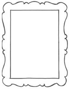 a square frame with scalloped edges in black and white on a white background