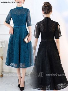 10% off now|Free shipping world-wide. Popular Lace Tea Length Party Dress With Split Sleeves 9 Colors at GemGrace. Click to learn our pro custom-made service for wedding dress, formal dress. View #HomecomingDresses for more ideas. Midi Party Dress, Best Wedding Guest Dresses, Dress With Split, Semi Formal Dresses, Lace Midi, Online Wedding Dress, Tea Length, Party Dresses, Semi Formal