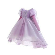 a doll in a purple dress on a white background