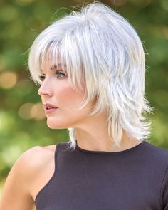 Noriko Wigs Fiber: Synthetic Hair Cap Size: Average Hair Length:Fringe 3.9" | Crown 5.1" | Nape 5.9" Weight: 2.9-3.1 oz. Storm from our Noriko Collection is a medium-length synthetic wig. This straight ready-to-wear wig is a layered style with side swept fringe. This style will add more fullness for a fun new look. The Medium Length Hair With Long Layers Fine, 60 Plus Hairstyles, Haircuts Layers Medium, Shag Hair Styles For Women Over 60, Modern Shag Wigs, Over Sixty Hairstyles, Wigs For Women, Medium Length Hair For Older Women Over 50 Layered Haircuts, Medium Shaggy Hairstyles For Fine Hair