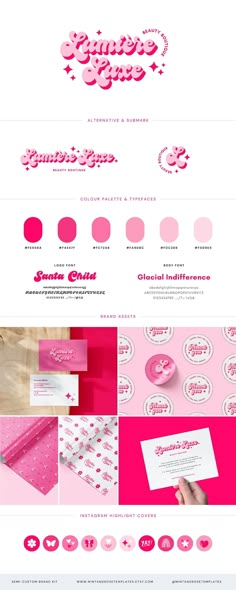 pink and white website design with lots of different colors