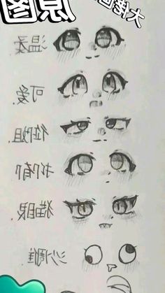 an image of some eyes with chinese writing on them and the words written in different languages