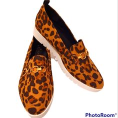 Nwot Cheetah Print Loafers With Gold Buckle, Felt Like Material, Thick Comfortable Insoles, Slight Platform, Size 8 Wide Width Leopard Print Slip-on Loafers For Work, Fall Leopard Print Loafers With Round Toe, Fall Leopard Print Slip-on Loafers, Fall Leopard Print Round Toe Loafers, Casual Leopard Print Loafers For Work, Casual Leopard Print Loafers With Flat Heel, Cheetah Print, Flat Shoes Women, Loafer Flats