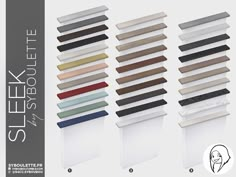 an assortment of different colors and sizes of plastic sheets for the side profiles on display