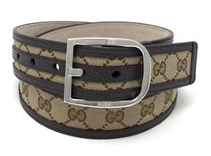 Gucci Beige/Ebony Canvas Guccissima Belt 449716 - Premium Belts from Gucci - Just $495! Shop now at Sunset Boutique Gucci Style, Gucci Logo, Ecommerce Website Design, Gucci Fashion, Leather Trim, Leather Trims, Bag Making, Belts, Brown Leather