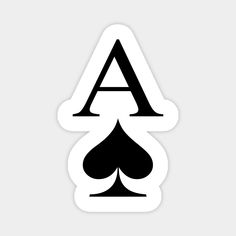 an ace playing card sticker with the letter a in black on a white background