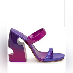 Off -White Sandals. In My Opinion Although It Is A Size 37, They Run Small. I Am A True 37/7 Foot. I Wore These Outside Once. Dimensions: Heel: 12cm, Sole: 1.5cm 100% Calf Leather Made In Italy Colors: Purple And Fuschia Tie Heels, Off White Shoes, Bow Pumps, Black Leather Pumps, Colors Purple, Metallic Sandals, Satin Pumps, White Heels, White Sandals