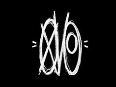 the word o is written in white chalk on a black background with an xo symbol