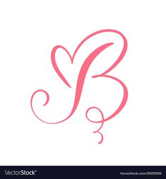 the letter b with swirls in pink on a white background royaltyvector stock