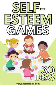 the book cover for self - esttem games with children sitting around it and reading