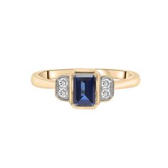 Turn your daily style into red carpet ready with this lab-created blue sapphire and white sapphire ring. Featuring one octagonal lab-created blue sapphire and four round lab-created white sapphires, opulent allure makes every moment magical with this stunning vermeil heirloom. Empowering women to shine bright inside and out, Laure by Aurate is a Helzberg Diamonds exclusive collaboration with female-founded Aurate New York. From ethically sourced diamonds and conflict-free recycled gold, each pie Helzberg Diamonds, White Sapphire Ring, Red Carpet Ready, Empowering Women, Daily Style, Sapphire Stone, Recycled Gold, Vintage Ring, White Sapphire