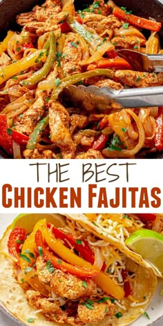 the best chicken fajitas with peppers and onions