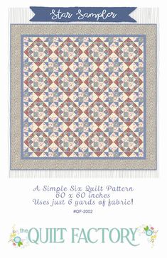 the quilt factory's story sample book, featuring an image of a quilt pattern