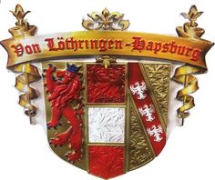 the coat of arms is decorated with gold and red