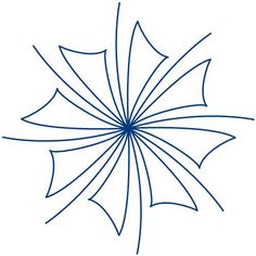 a blue line drawing of a flower on a white background, with the center pointed to the