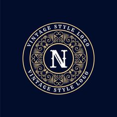 the vintage style logo for an antique style clothing store, with gold and black accents