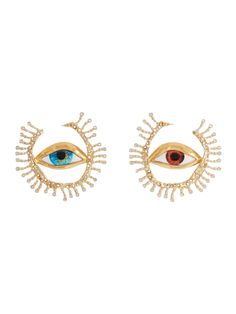 [vc_row][vc_column width=”1/3″][vc_column_text text_larger=”no”] Schiaparelli Schiaparelli Gaze Hoop Earrings Enamel eye hoop earrings in gilded brass, rhinestones.   Clasp with clip Surrealist Eye, Place Vendome Paris, Small Leather Accessories, Leo And Sagittarius, Nose Earrings, Padlock Necklace, Stylish Celebrities, To Wear, Fiery Red