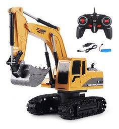 a remote controlled toy excavator is shown