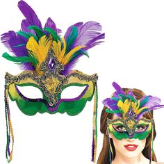 PRICES MAY VARY. Plush Mardi Gras Party Themed: Mardi Gras masquerade mask is covered with shiny sequins, which is more dazzling under the lights of the prom. The sequin details are decorated with artificial purple gems. The tassels on both sides of the cheeks make the mask more special. Wearing masquerade mask for girls can make your face look delicate and beautiful. Perfect Face Design: The shape of the mask with feathers is designed in line with the female face, which fits your delicate face. Elegant Masquerade Mask, Masquerade Halloween Party, Mardi Gras Masks, Mardi Gra, Venetian Carnival Masks, Mardi Gras Outfits, Venetian Carnival, Carnival Mask, Feather Mask