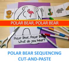 the polar bear sequence worksheet with scissors and crayons