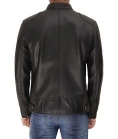 The sleek black racer jacket is made up of high-quality real leather and contains a soft polyester lining. It’s professionally crafted to ensure maximum style and comfort. Features include a zip closure, smooth texture, and four external pockets; on the other hand, it also contains a snap button collar and slight shoulder padding that looks fantastic. Specification: Material: Real Leather, Soft polyester lining with quilted foam Front: Zip Closure, Snap Button Collar Pockets: Internal and Extern Black Cafe Racer, Racer Leather Jacket, Cafe Racer Leather Jacket, Leather Jacket For Men, Black Racer, Racer Jacket, The Cafe, Jacket For Men, Black Leather Jacket