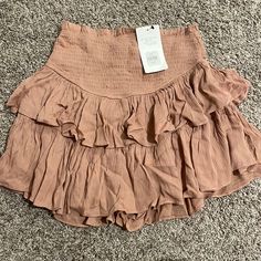 American Threads Nwt Size Small Taupe Color Is The Only One Being Sold (Other Images Are For Reference, Same Style Not Color) Brown Ruffled Bottoms For Spring, Spring Brown Ruffled Bottoms, Casual Brown Ruffled Mini Skirt, Chic Brown Ruffled Bottoms, Brown Tiered Ruffle Skirt, Brown Ruffled Mini Skirt For Summer, Spring Brown Skirt With Ruffles, Spring Brown Ruffled Skirt, Brown Ruffled Skirt