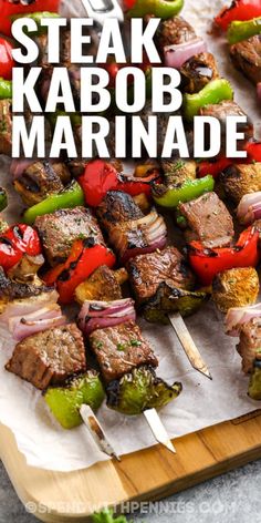 steak kabob marinade on a wooden cutting board